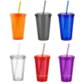 Double Walled Clear Plastic Straw Cup